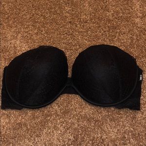 VS PINK Black Strapless Date Push Up Bra